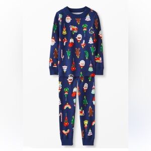 Hanna Andersson Holiday Ornaments Long Johns 100 4 4T Navy Christmas 2 Pce Set